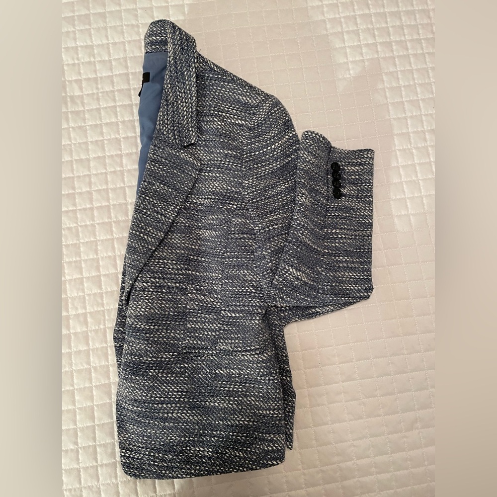 Ann Taylor Navy and Cream Tweed Blazer